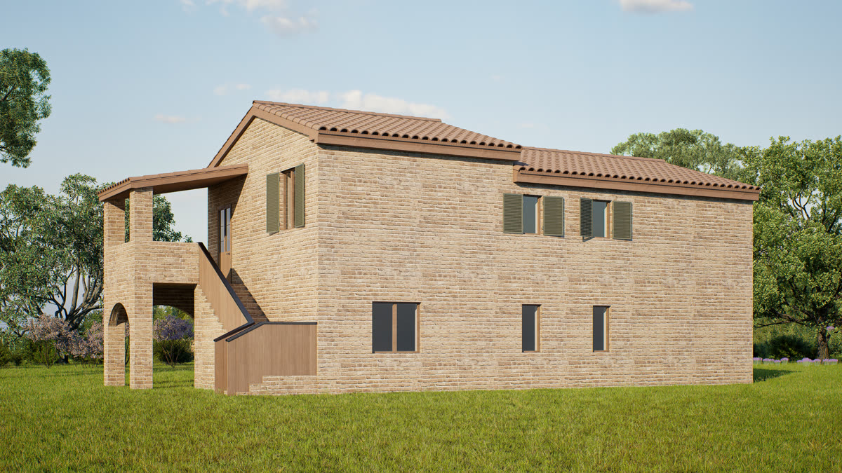 Restored farmhouse render — Italy