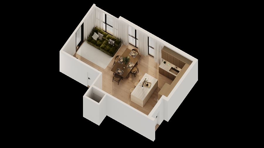Skyline Apartments — Interior Design 3D visualization, Private development — view 7 by DARK studio