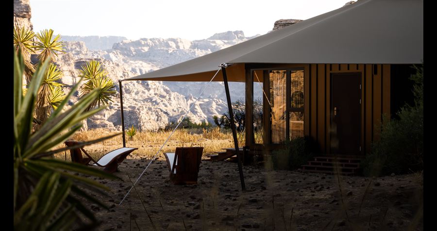 Glamtainer Desert Camp — Hospitality · Concept 3D visualization, Desert retreat — view 3 by DARK studio