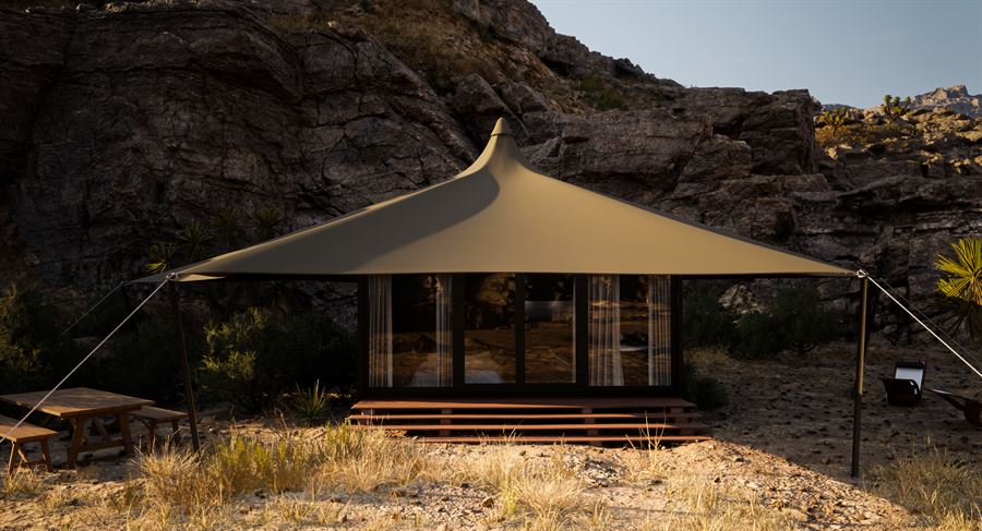 Glamtainer Desert Camp — Hospitality · Concept 3D visualization, Desert retreat — view 4 by DARK studio