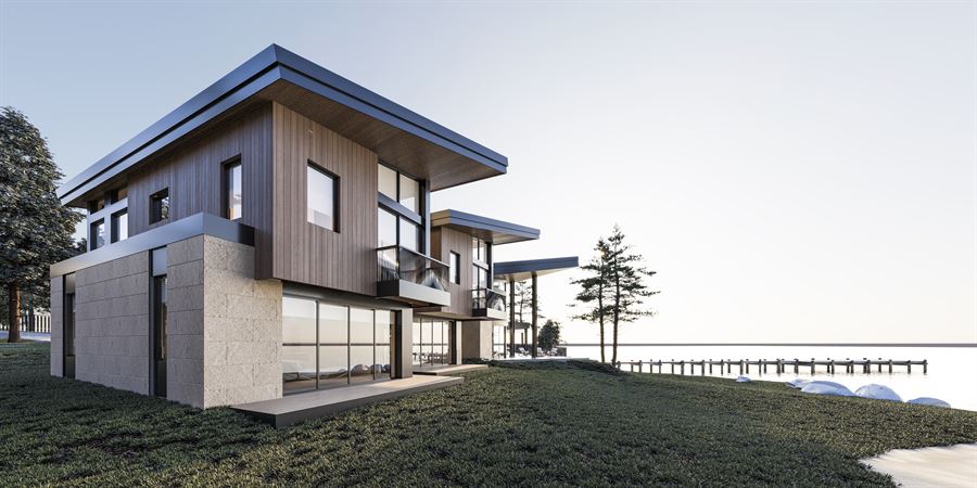 Residenza sul Lago — Architettura · Esterni 3D visualization, Lake Tahoe, USA — view 6 by DARK studio