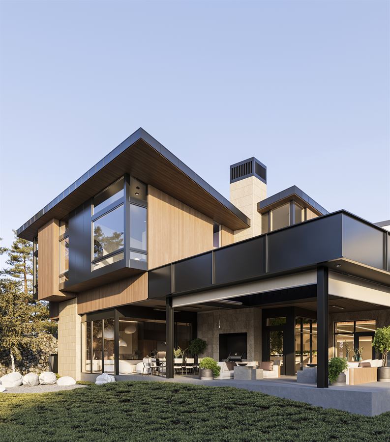 Residenza sul Lago — Architettura · Esterni 3D visualization, Lake Tahoe, USA — view 4 by DARK studio