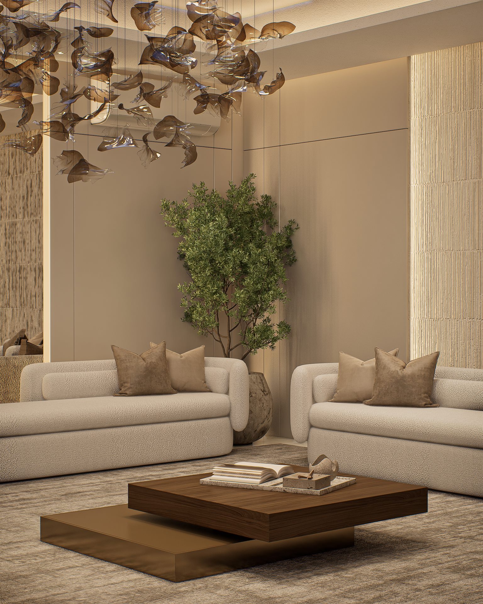 Ola Residence — Interiors — Interior Design 3D visualization, Doha, Qatar — view 1 by DARK studio