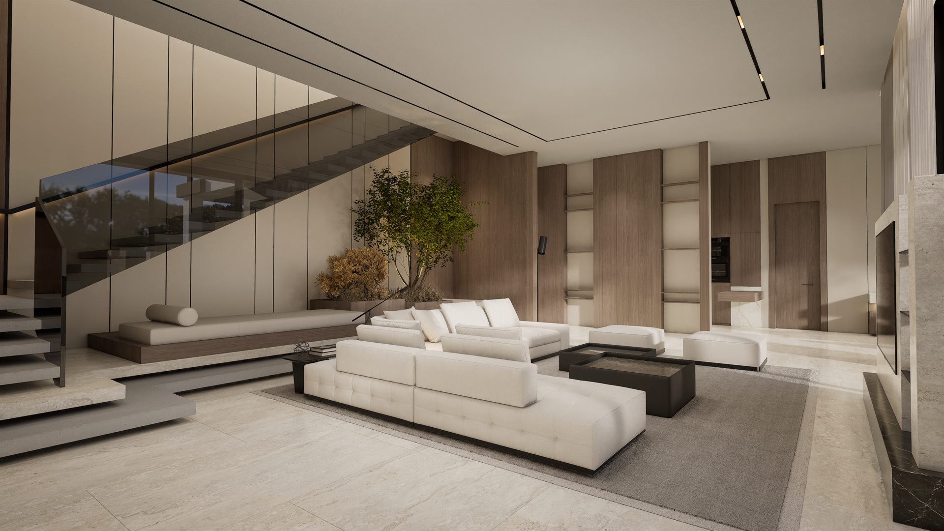 Modern Villa — Interiors — Interior Design 3D visualization, Private villa — view 1 by DARK studio