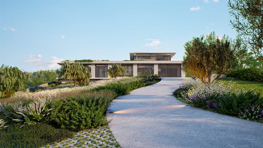 Desert Villa — Architecture · Villa 3D visualization, Desert estate — view 2 by DARK studio