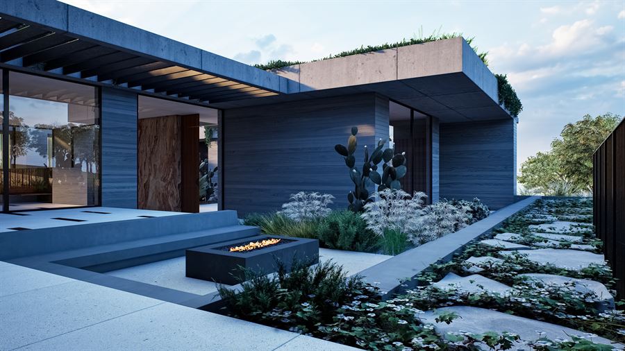 Desert Villa — Architecture · Villa 3D visualization, Desert estate — view 3 by DARK studio