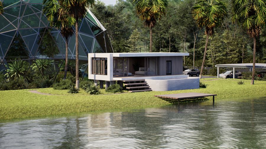 Biodome Eco-Resort — Hospitality · Masterplan 3D visualization, Resort tropicale — view 3 by DARK studio