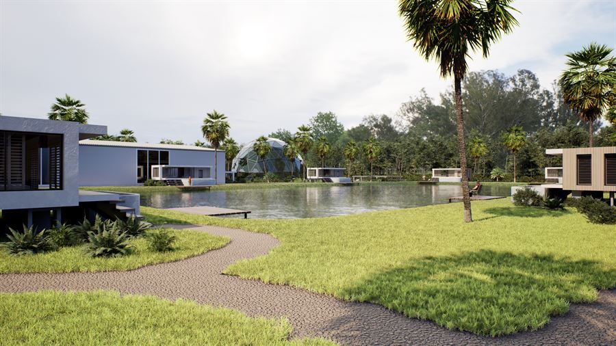 Biodome Eco-Resort — Hospitality · Masterplan 3D visualization, Resort tropicale — view 7 by DARK studio