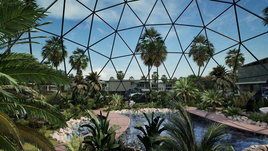 Biodome Eco-Resort — Hospitality · Masterplan 3D visualization, Resort tropicale — view 4 by DARK studio